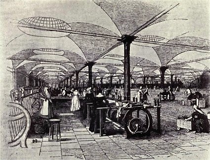 British flax-mill factory industrail revolution Leeds c 1800 - wiki