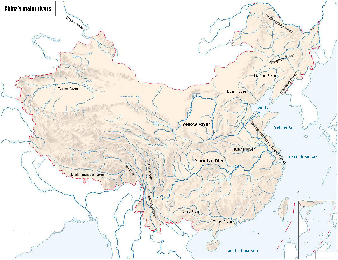 Map of China's Major Rivers