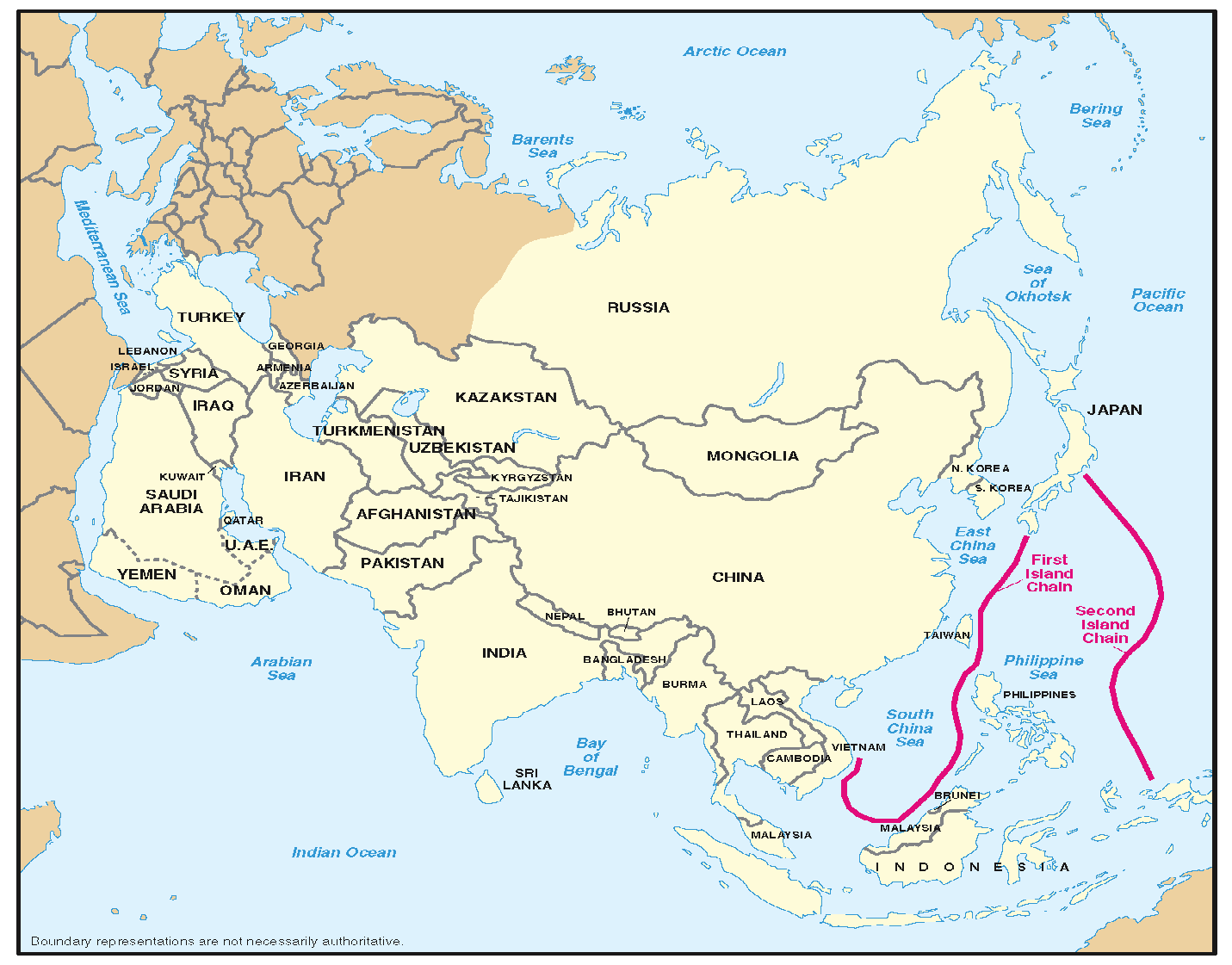 Map of China's First and Second Island Chains