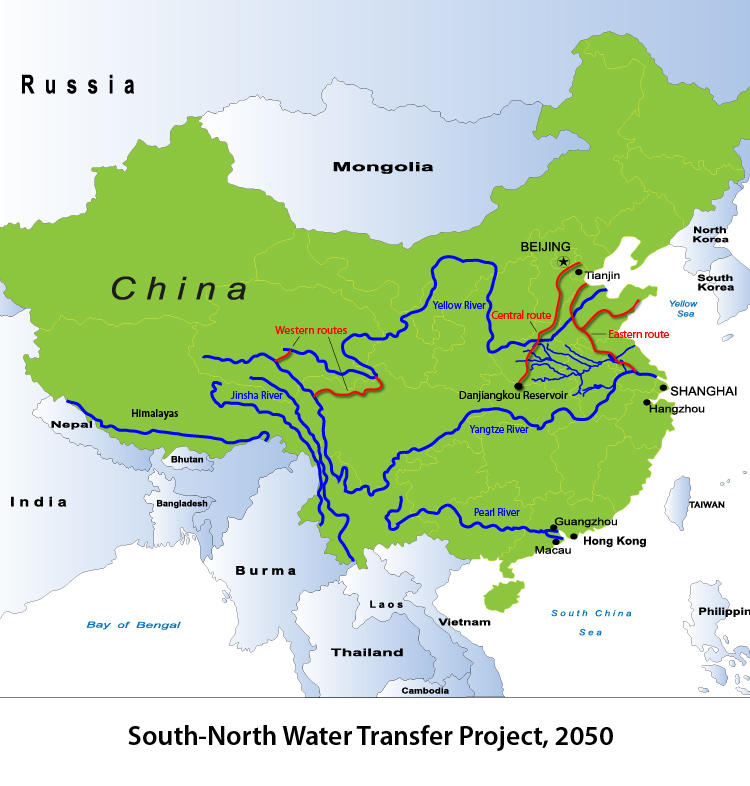 Map of China's South-North Water Transfer Project