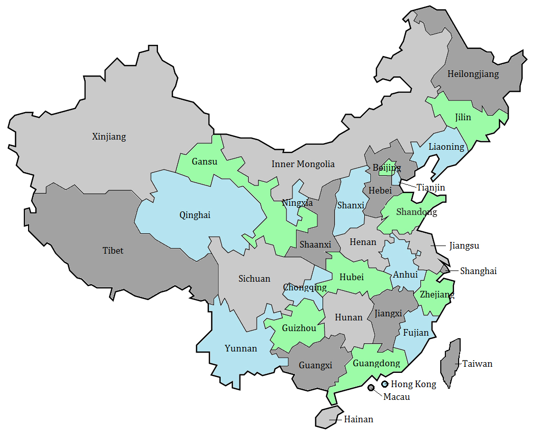 Map of Chinese Provinces