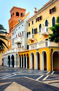 shutterstock_104746802 Macau, A Photograph of Portuguese Buildings. Bright and contrasting colors