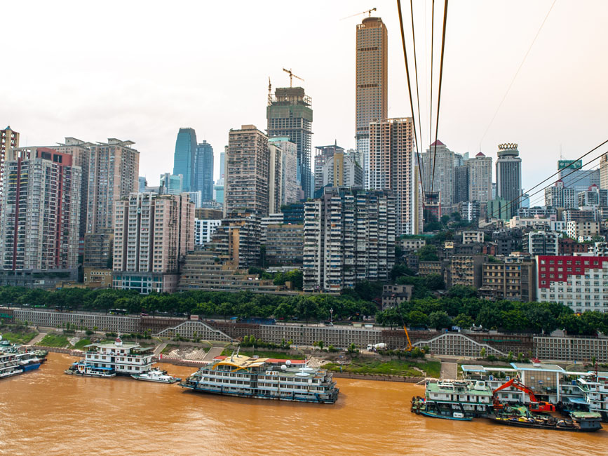 shutterstock_147075773 1850 Prints, View from cableway over Yangtze river in Chongqing city