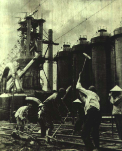 Chinese Workers rebuilding rail line 1950