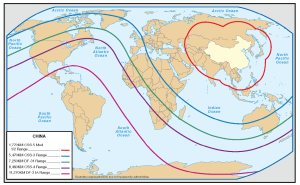 Map of range of Chinese Missiles