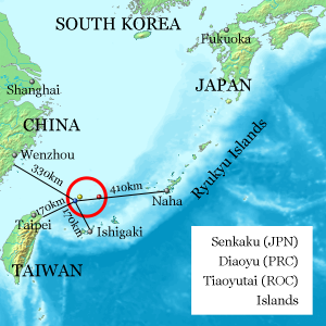 Map of the Senkaku and Diaoyu Islands